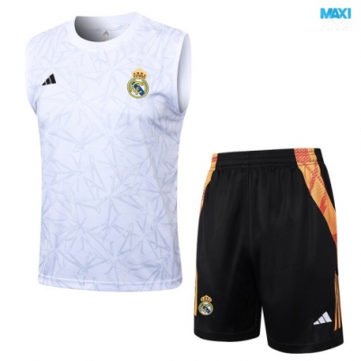 Camiseta futbol Entrenamiento Sin Mangas Real Madrid + Pantalón Corto 2024/25 Blanco