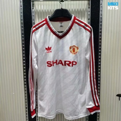 Camiseta futbol Retro Manchester United Manga Larga Blanco 1986
