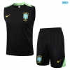 Camiseta futbol Entrenamiento Sin Mangas Brasil + Pantalón Corto 2024/25 negro