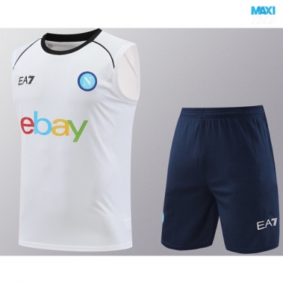 Camiseta futbol Entrenamiento Sin Mangas Nápoles + Pantalón Corto 2024/25 Blanco