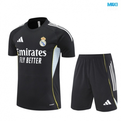 Camiseta futbol Real Madrid + Pantalón Corto 2025/26 negro/Blanco/amarillo